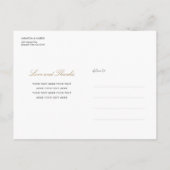 金ゴールドタイポグラフィ結婚写真の感謝はがき 案内ポストカード (裏面)