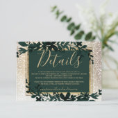 金ゴールドタイポグラフィ葉雪エレガント冬詳細 エンクロージャーカード (スタンド正面)