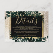 金ゴールドタイポグラフィ葉雪エレガント冬詳細 エンクロージャーカード (正面)