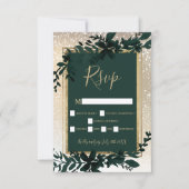 金ゴールドタイポグラフィ葉雪エレガント冬 出欠カード (正面)