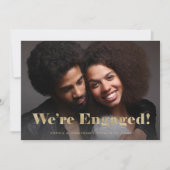 金ゴールドタイポグラフィ2枚の写真婚約のお知らせ 招待状 (正面)