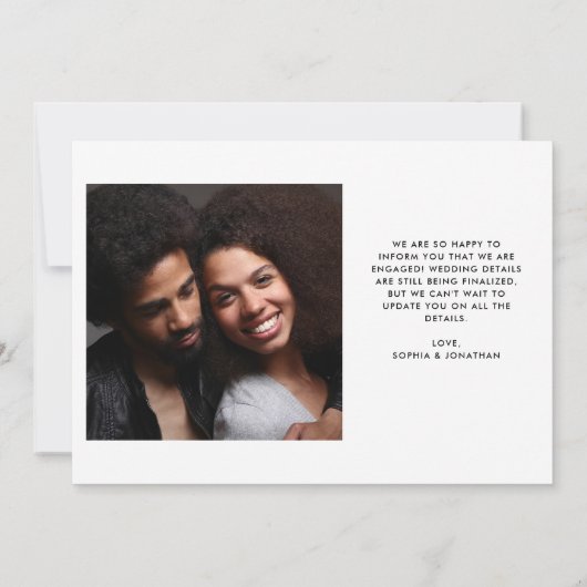 金ゴールドタイポグラフィ2枚の写真婚約のお知らせ 招待状 (裏面)