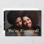 金ゴールドタイポグラフィ2枚の写真婚約のお知らせ 招待状 (正面/裏面)