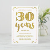 金ゴールドタイポグラフィ30歳の誕生日パーティー 招待状 (スタンド正面)