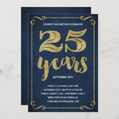 金ゴールドタイポグラフィ|フォイフェイクル25歳の誕生日パーティー 招待状 (正面/裏面)