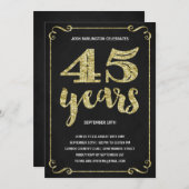 金ゴールドタイポグラフィ|フォイフェイクル45歳の誕生日パーティー 招待状 (正面/裏面)