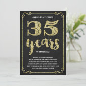 金ゴールドタイポグラフィ |フォイルフェイク35周年記念 招待状 (スタンド正面)