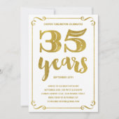 金ゴールドタイポグラフィ | フォイルフェイク35th誕生日パーティー 招待状 (正面)
