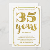 金ゴールドタイポグラフィ | フォイルフェイク35th誕生日パーティー 招待状 (正面/裏面)