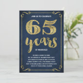 金ゴールドタイポグラフィ |フォイルフェイク65周年記念 招待状 (スタンド正面)