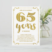 金ゴールドタイポグラフィ |フォイルフェイク65周年記念 招待状 (スタンド正面)