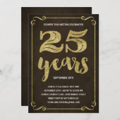 金ゴールドタイポグラフィ |ホイフェイクル25th誕生日パーティー 招待状 (正面/裏面)