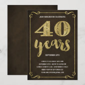 金ゴールドタイポグラフィ | ホイフェイクル40歳の誕生日パーティー 招待状 (正面/裏面)