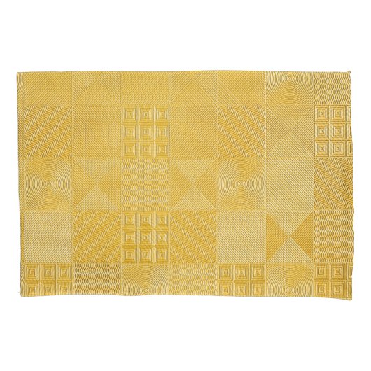 金ゴールドタイル：テクススタイリッシュチャ背景 枕カバー (正面)