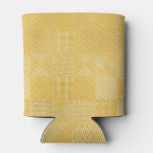 金ゴールドタイル:テクススタイリッシュチャ背景 缶クーラー (裏面)