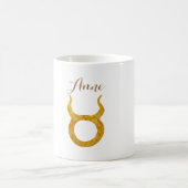 金ゴールドタウラス〔占星術の〕十二宮図星占サイン名前をカスタムする コーヒーマグカップ (中央)