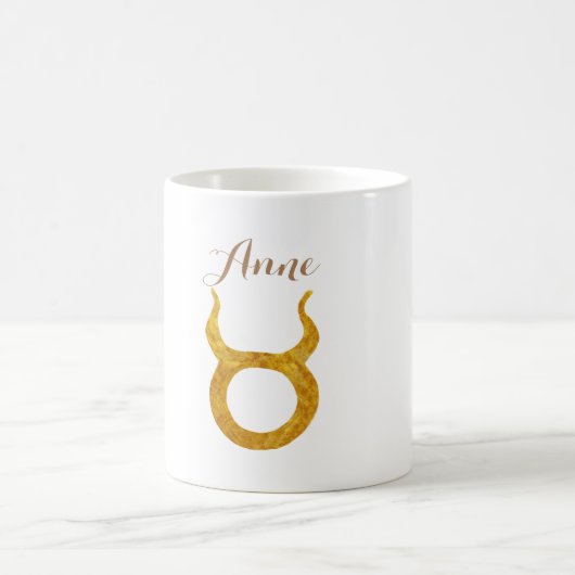 金ゴールドタウラス〔占星術の〕十二宮図星占サイン名前をカスタムする コーヒーマグカップ (中央)
