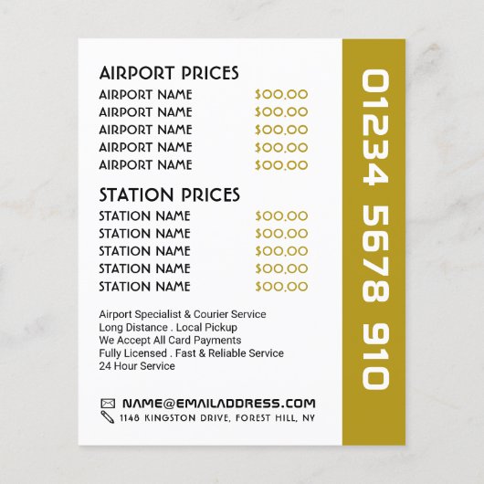 金ゴールドタクシーのタクシーのロゴ（価格表付き） チラシ (裏面)