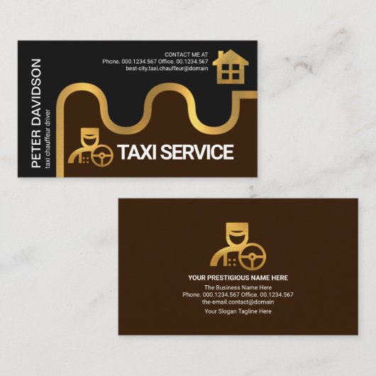 金ゴールドタクシーの輸送路帰宅地運転手 名刺 (正面/裏面)