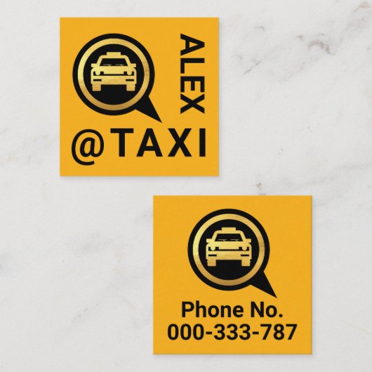 金ゴールドタクシー発話ボックス運転手 スクエア名刺 (正面/裏面)