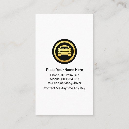 金ゴールドタクシー車メダリオンタクシー運転手 名刺 (裏面)