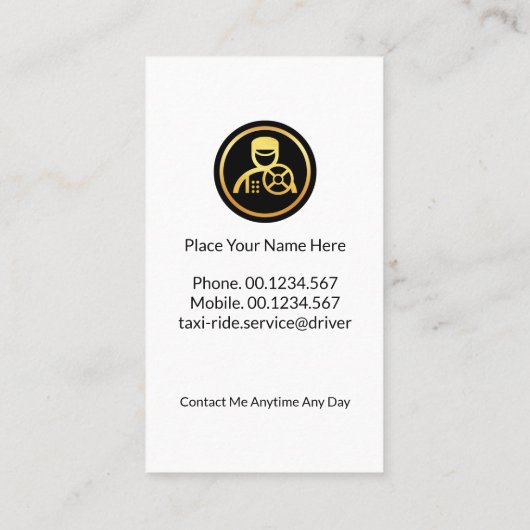 金ゴールドタクシー運転手Medallion Chauffeur 名刺 (裏面)