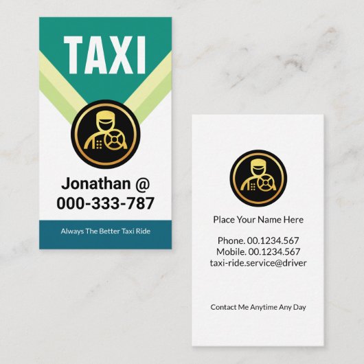 金ゴールドタクシー運転手Medallion Chauffeur 名刺 (正面/裏面)