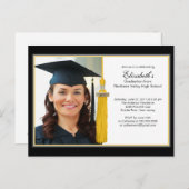 金ゴールドタッセルフォト卒業パーティー招待状2012 インビテーションポストカード (正面/裏面)