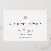 金ゴールドタッセルホワイト写真卒業 箔招待状 (裏面)