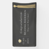 金ゴールドタッセル&キャップグレー卒業パーティバナー 横断幕 (縦)