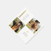 金ゴールドタッセル&キャップダークホワイト2写真卒業 スタンダードカクテルナプキン (角)