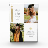 金ゴールドタッセル&キャップホワイト卒業フォトブロック フォトブロック (正面)