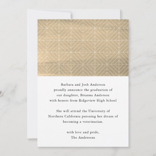 金ゴールドタッセル&キャップ2写真卒業発表 招待状 (裏面)