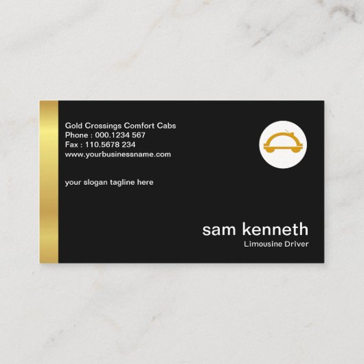 金ゴールドタブミニマリスエレガントト普通黒タクシー 名刺 (裏面)