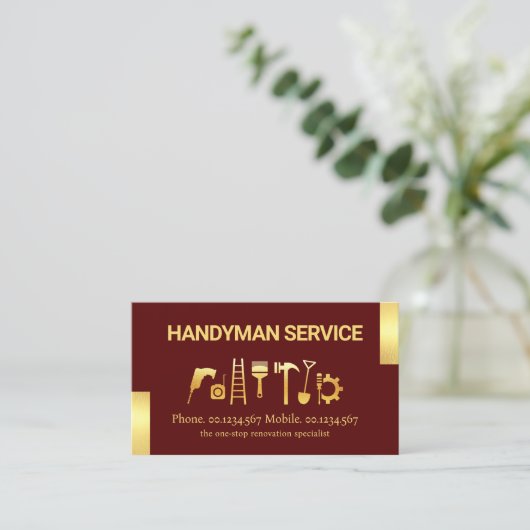 金ゴールドタブ付き金ゴールド手書きツール 名刺 (スタンド正面)