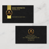 金ゴールドタブ黒大理石グランジ運転手 名刺 (正面/裏面)