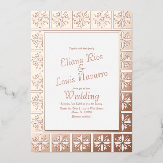 金ゴールドタラベスペインのメ結婚キシカン     箔招待状 (正面)