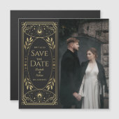 金ゴールドタロットカード写真の保存日付 マグネット招待状 (正面/裏面)