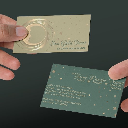 金ゴールドタロットリーダスタームーンサンシテリア 名刺
