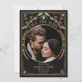 金ゴールドタロット結婚ゴシックの写真Save the Date 招待状 (正面)