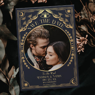 金ゴールドタロット結婚ゴシックの写真Save the Date 招待状