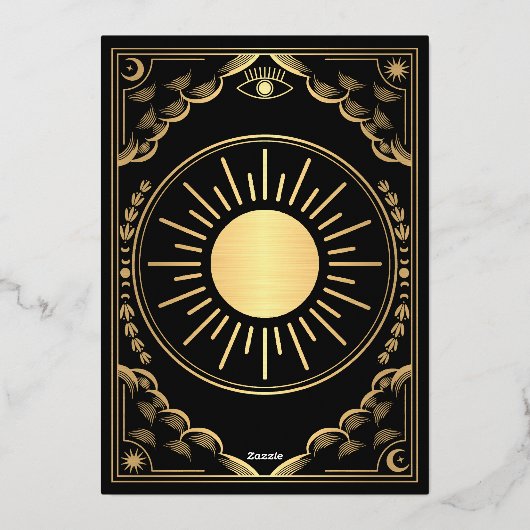 金ゴールドタロット結婚ゴシックの写真Save the Date 箔招待状 (裏面)