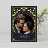 金ゴールドタロット結婚ゴシックの写真Save the Date 箔招待状 (立ち正面)