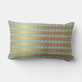 金ゴールドターコイズアクアマリンストライプメタリック王室の ランバークッション (裏面)