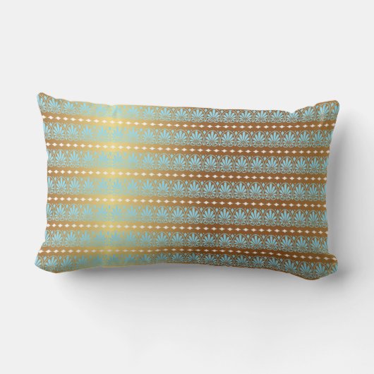 金ゴールドターコイズアクアマリンストライプメタリック王室の ランバークッション (裏面)