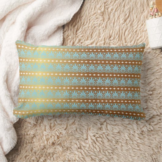 金ゴールドターコイズアクアマリンストライプメタリック王室の ランバークッション (ブランケット)