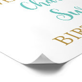 金ゴールドターコイズスウィート16誕生日カスタム12x18写真 ポスター (角)