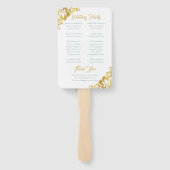 金ゴールドターコイズハイビスカス熱帯結婚式 プログラム ハンドファン (裏面)