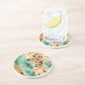 金ゴールドターコイズブラックアニマルプリント コースター (側面)