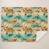 金ゴールドターコイズブラックアニマルプリント シェルパブランケット (正面(横))